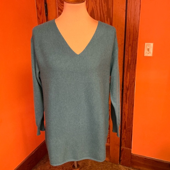 Ella Moss V-Neck Sweater | Ribbed Knit Long Sleeve Pullover - Picture 6 of 11